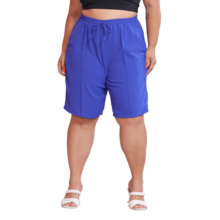 2-Piece Women's Bermuda Shorts Plus Size Duna Fabric Comfortable Fashion Kit - 黑色和皇家藍 - 查看 4
