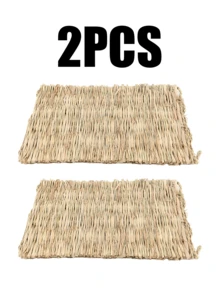 1pc Pet Rabbit/Hamster Woven Grass Mat, Pet Grass Pad, Grass Nest, Straw Woven Pet Bed - Multicolor - View 10