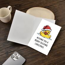 1pc Christmas/Birthday Greeting Card With Funny Duck Wearing Santa Hat Design, Wishing "Merry Christmas (Duck Theme)", Suitable For All, Holiday Blessings, Christmas/Birthday Card. - Multicolor - View 6