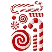 Weihnachts-Lebkuchenmann Zuckerstange Fröhliche Weihnachten Muster Statische Abziehbilder, einfach anzubringen und ohne Kleber zu entfernen, geeignet für Einkaufszentren, Büros, Wohnzimmer, Esszimmer, Schlafzimmer, glatte Glasoberflächen