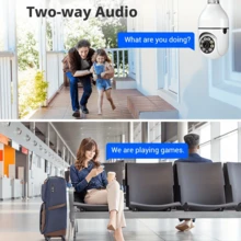 Security Cameras Light Bulb Camera 1080P Resolution Home Wifi Security Camera Intelligent 360 PTZ Indoor Outdoor Light Bulb Camera Remote Voice Intercom HD Night Vision For Home Monitoring,Birthday Gift,Halloween Gift,Christmas Present - 白色 - 查看 4