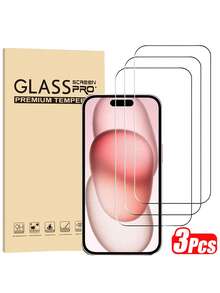 3 paquetes de vidrio templado compatible con Apple 15, 15 Pro Max, 15 Pro, 15 Plus, 14 Pro Max, 14, 14 Pro, 14 Plus, 16 Pro Max, 16, 16 Plus, 16 Pro, 17, 17 Pro Max, 17 Pro. Protector de pantalla de vidrio anti-arañazos, anti-huellas dactilares, sin burbujas, ultra claro con 99.99% de transparencia