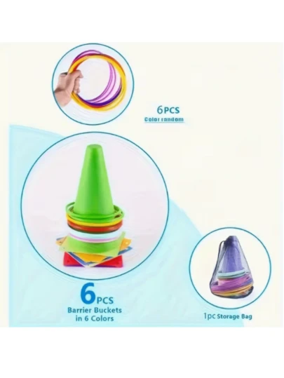 1 Set Colorful Gift Set, 1 Set Colorful Cone Ring Combination Set, Suitable For Indoor Games And Exercises, Or Outdoor Gatherings On Sunny Days, Adult Party Supplies, And Agility Training Equipment.