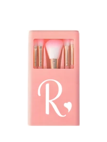 5件套便携式化妆刷套装，带镜子，白色爱心字母A-Z，盒装化妆刷套装，多功能化妆刷套装，带镜盒，迷你多功能化妆笔，粉底刷，眼影刷，新手美妆工具，混合化妆刷收纳盒，化妆刷套装，方便携带，送给女孩的礼物，化妆工具套装，理想礼物，便携式旅行必备，旅行必备品，赠品，专业化妆刷，完整化妆套装 - 粉色 - 查看 33