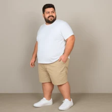 Men's Twill Bermuda Shorts Plus Size 48 To 58 Extra Large - Beige - View 5