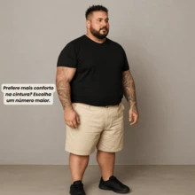Men's Twill Bermuda Shorts Plus Size 48 To 58 Extra Large - Beige - View 4