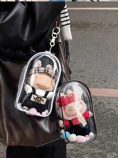 1pc Transparent Display Bag For Labubu, Square Blind Box Hanging Bag, Single Piece 1 Transparent Display Bag, Suitable For Labubu, Square Blind Box Hanging Bag, With Waterproof And Dust-Proof Multi-Functional Characteristics, Very Suitable For Storing Dolls And Small Accessories, Very Suitable For Carrying Dolls, Suitable For Use As Birthday, Christmas, Party Gifts.