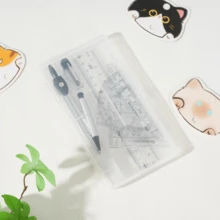 8 Piece Clear Plastic Geometric Compass & Ruler Set - Durable Drawing Tool Kit With Protractor, Triangle & Eraser For School & Art Projects