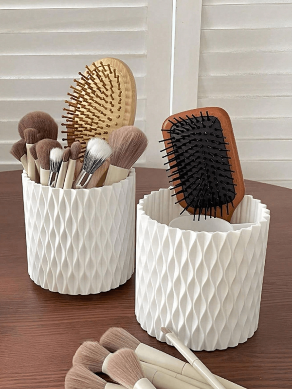 1 pièce Seau de rangement pour pinceaux de maquillage rotatif à 360°, boîte de rangement pour cosmétiques à rouge à lèvres, support en plastique pour outils de maquillage, pot de rangement pour stylos, boîte de rangement pour crayons à sourcils, boîte de rangement pour coiffeuse, décoration pour salle de bain, bureau, salon, fournitures de voyage, meilleur choix de cadeau pour mère, amis, professeurs, rangement, support pour pinceaux de maquillage
