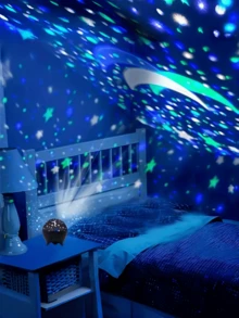 1pc Starry Night USB Star And Moon Projector, LED Galaxy Lamp For Bedroom, Office, Hotel, Restaurant, Party, Halloween, Christmas Decoration - No Battery Required