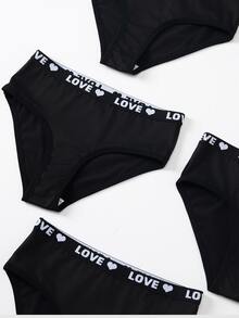 5pcs/Pack Girls Jacquard LOVE Pattern Fashionable Briefs, Size 8-12 Years - Nhiều màu - Xem 4