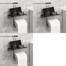 Plastic Toilet Paper Holder, Bathroom Wall-Mounted Plastic Rack, No-Drill Self-Adhesive Tissue Paper Holder, Toilet Paper Roll Holder, Multi-Function Storage Rack, Phone Holder, Bathroom Organizer, Easy-Install Wall-Mounted Toilet Paper Rack, Tissue Box Bathroom - Multicolor - View 11