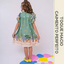 Children's Dress Girl  Themed Enchanted Garden Bees Butterflies Graduation Fashion Blogger Fresh For Party Birthday Everyday Casual Teen Girl's Clothing Wedding Printed Loose Summer Floral - 橄欖綠 - 查看 5