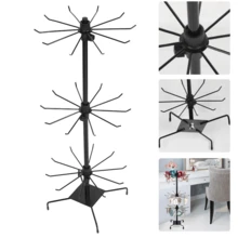 Lislark 3 Tier Jewelry Display Rotating Iron Revolving Metal Stand Rack Holder Storage, Height 72cm - Black - View 5