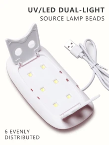 XEIJAYI 1pc 6-LED Pink Mini Mouse Nail Lamp, Portable UV/LED Nail Dryer With Micro USB Cable, Home Gel Curing Light - Pink - View 5