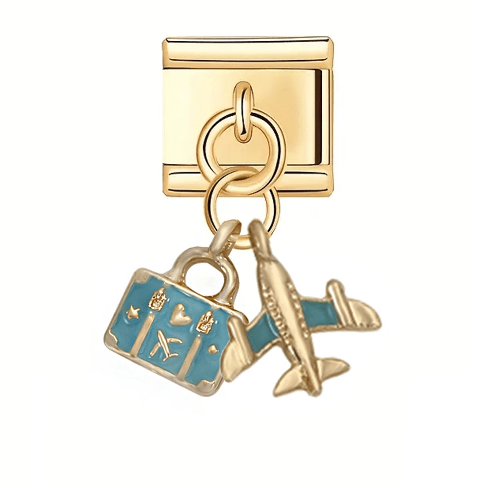 独具匠心的DIY创意配饰，意大利手工模块化手链，包含飞机、邪眼、口红等多种造型，以及精致小巧的装饰配件，适合休闲装扮和派对场合佩戴。这款多功能独特设计的手链是精致可爱、个性化定制的手工模块化手链的理想之选，男女皆宜。