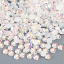 3 毫米/2000 颗、4 毫米/1000 颗、5 毫米/500 颗果冻白 AB 平底树脂水钻，高品质树脂水晶，适用于 DIY 装饰 - 果凍白AB - 查看 7