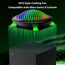 Ventilador de refrigeración para  Series X con 11 luces RGB, sistema de refrigeración automático, velocidad del ventilador ajustable según la temperatura para la consola  Series X, accesorios de ventilador de refrigeración eficientes, bajo nivel de ruido, 3 velocidades, puerto USB, tema estilo OVNI. - Negro - Ver 5
