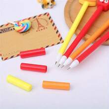 24 Creative Soft Rubber French Fries Burger Gel Pens - 0.5mm Black Replacement Core, Quick-Drying Medium Pen Tip, Fun Food-Themed Design For Office, School And Study Supplies - Perfect Birthday Gift, Office Supplies/Fun Design/Durable Plastic, Cute Pen