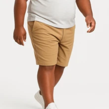 Men's Twill Bermuda Shorts Plus Size 48 To 58 Extra Large - Caqui - Ver 6