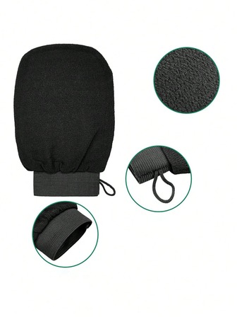 1/2pcs Exfoliating Household Bath Towel Gloves, Soft Polyester Stripe Design For Massage And Personal Care, Black Bath Towel, Easy To Grip, Comfortable, Suitable For Bathing And Showering, Bath Towel