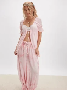 Chic Women's Printed Paneled Bloomers - Stylish Comfort For Every Occasion   Patterns, Perfect For Summer  Everyday Wear - Pink - View 3