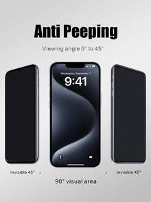 2 pezzi di protezione schermo in vetro temperato con copertura completa e privacy, compatibile con 16, 15, Pro Max, 14 Plus. Protezione anti-sbirciata, accessori per telefono cellulare, protezione schermo essenziale, applicabile per uso quotidiano, ufficio, casa. Protezione schermo impermeabile, antiurto, anti-graffio.