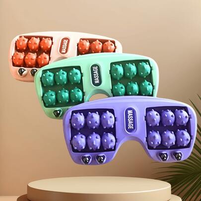 足部按摩器 足部足疗养生 家用腿部穴位磁珠 四排滚轮 足部按摩器 健身器材 保健按摩