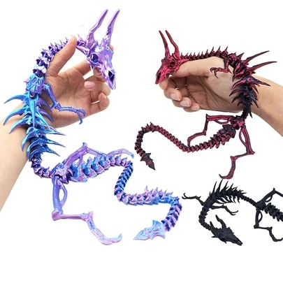2025 New - 1pc 3D Printed Articulated Bone Dragon Skeleton, Vintage Bone Joints Flexible, Detailed Bone Texture, Collectible DIY Scene Prop, Birthday Gift - Easter Gift - Holiday Gift - Present - Toy