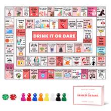 DRINKIT OR DARE Trinkspiel, Spieleabend, 8 Zubehörteile und 2 Würfel, interaktives Partyspiel für 2-8 Personen, Trinkherausforderung für Freunde, Graduationsfeier, Hochzeit und Party