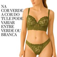 Elegant Cropped Lingerie Set Women's Cropped With Padded Tulle Embroidery Women's Cropped Corset With Underwire Non-Removable Padding Embroidery Push-Up Bra Fresh Breathable High Support Medium Support Women's Lingerie Set - 墨綠色 - 查看 13