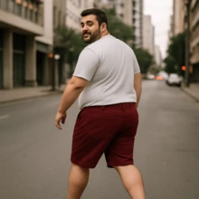 Men's Twill Bermuda Shorts Plus Size 48 To 58 Extra Large - 紫紅色 - 查看 8