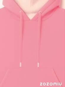 Sudadera Rosa De Algodón con Capucha Ajustable y Forro Afelpado Blanco de Estilo Femenino, Juvenil y Confortable para Mujer - Rosa - Ver 3