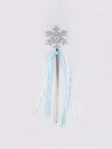 12pcs Elegant Silver Snowflake Wands With Blue Ribbon - Magical Winter Princess Wands, Plastic Material, Ideal For Theme Parties And Decorations, Party Decor | Winter Theme Decor | Durable Plastic Wands, Snowflake Decorations - Multicolor - View 7