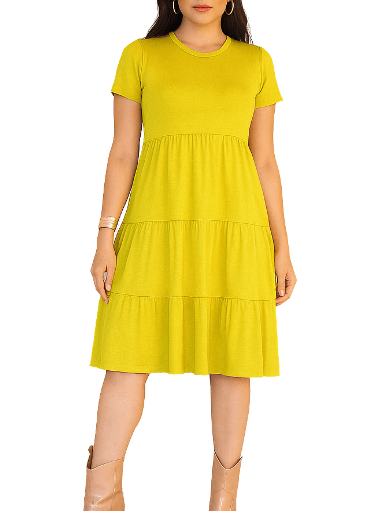 Three Marias Short Sleeve Dress In Evangelical Fashion Knitwear - 金黃色 - 查看 1