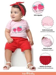 8-Piece Baby Bodysuit And Shorts Set (Assorted Colors) 100% Cotton - 4 Sets - Pink - View 2