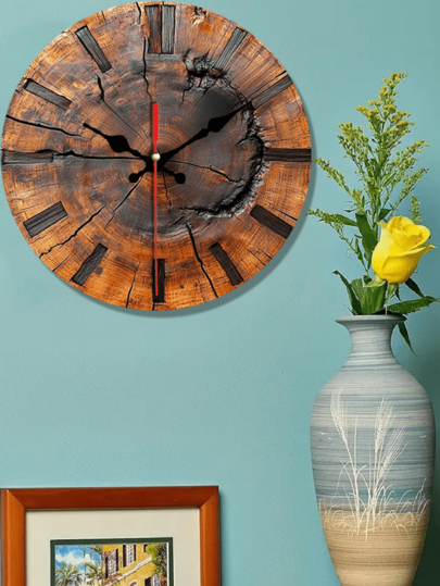 Pc 10 Inch/12 Inch 2D Flat Rustic Wooden Klok Tree Ring Round Wand ation Classic English Numbers, Perfect Home ation, Room view 5