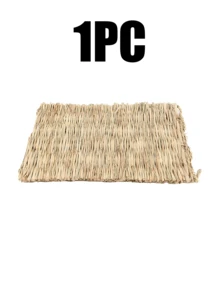 1pc Pet Rabbit/Hamster Woven Grass Mat, Pet Grass Pad, Grass Nest, Straw Woven Pet Bed - Multicolor - View 9