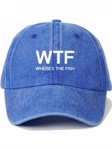 1 件（WHERE'S THE FISH）印花帽，男女情侣款弧形帽檐帽，户外休闲时尚防晒可调节棒球帽，卡车司机帽，日常使用太阳帽 - 彩色 - 查看 7