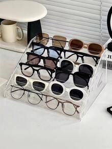 1pc Stylish Transparent Acrylic Eyeglass Storage Ladder Rack, Transparent Crystal-Style Eyeglass Storage & Display Case, Accessory Stand-Type Eyeglass Storage Box, Cosmetic & Nail Polish Organizer