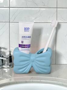 1个少女蝴蝶结牙刷架，陶瓷浴室梳妆台收纳架，适用于电动牙刷和牙膏， - 彩色 - 查看 11