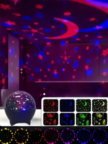 1pc Starry Night USB Star And Moon Projector, LED Galaxy Lamp For Bedroom, Office, Hotel, Restaurant, Party, Halloween, Christmas Decoration - No Battery Required