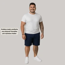 Men's Twill Bermuda Shorts Plus Size 48 To 58 Extra Large - Navy Blue - View 4