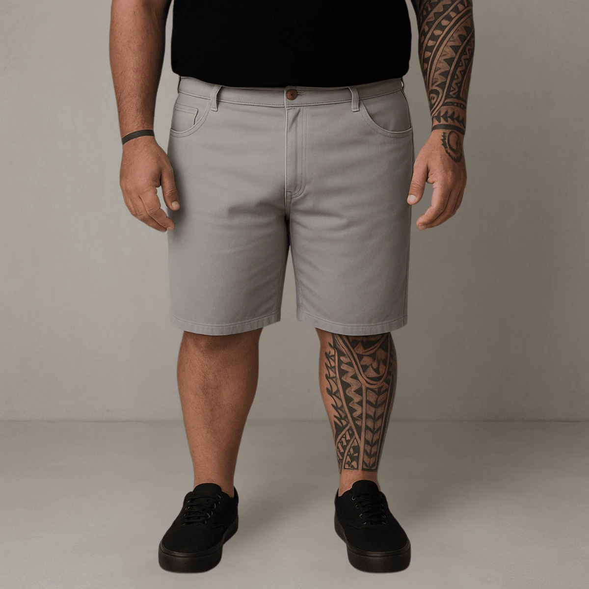 Men's Twill Bermuda Shorts Plus Size 48 To 58 - Grey - View 1