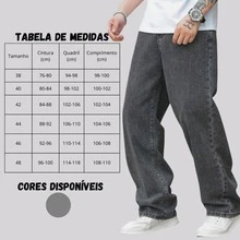 Calça Balão Calca Denim Masculina Bag Boca Larga Streetwear Estonada Cinza Grafite - Cinza Claro - Visão 7