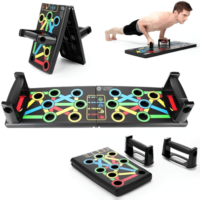 CARDIO BEAT Soporte para Flexiones, Equipo de Fitness Plegable con Asas, Mecanismo de Ejercicio para Pecho, Hombros, Espalda, Tríceps y Bíceps, Tabla Push-up Unisex