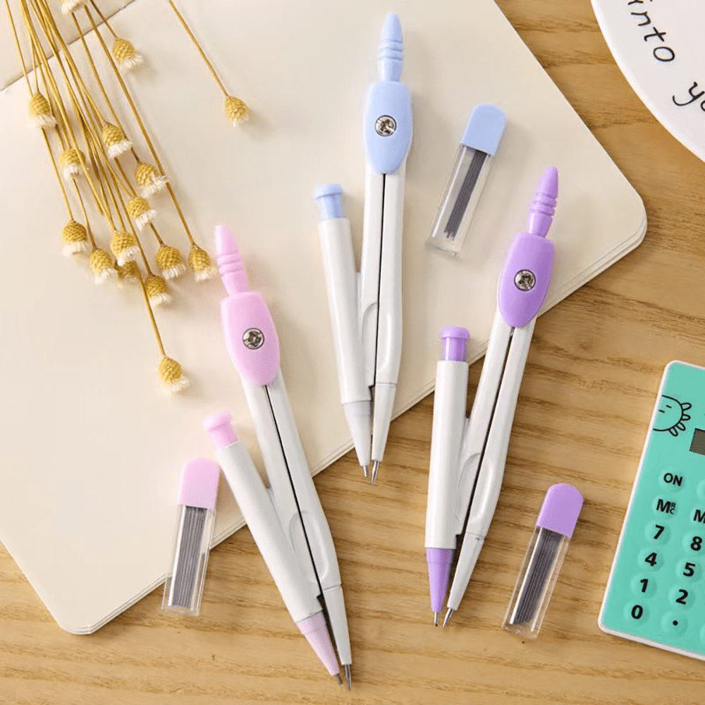 Back To School Compass 2 Pieces Set,Student Geometry Drawing Tools, MathClass Gift Set Supplies