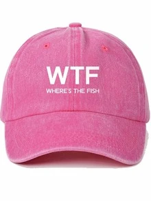 1 件（WHERE'S THE FISH）印花帽，男女情侣款弧形帽檐帽，户外休闲时尚防晒可调节棒球帽，卡车司机帽，日常使用太阳帽 - 彩色 - 查看 9