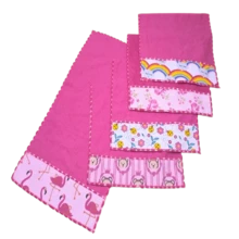 Toalhas de Boca e Ombro Bebê Tecido Felpudo Colorido Conforto e Estilo Kit 5 Unidades - Rosa chiclete - Visão 2