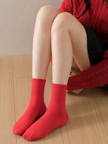 6 Paar einfarbige, bequeme, kniehohe Socken für Damen, geeignet für alle Jahreszeiten